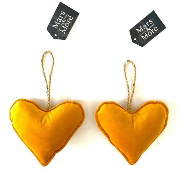 Herz Hänger 2er Set Gelb Gold Plüsch 16 cm