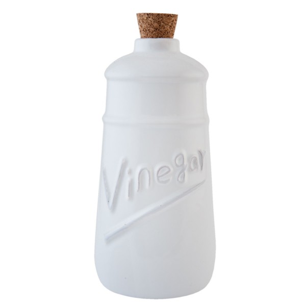 Clayre & Eef Essigflasche weiß 9*9*17,5 cm 0,6 L Keramik