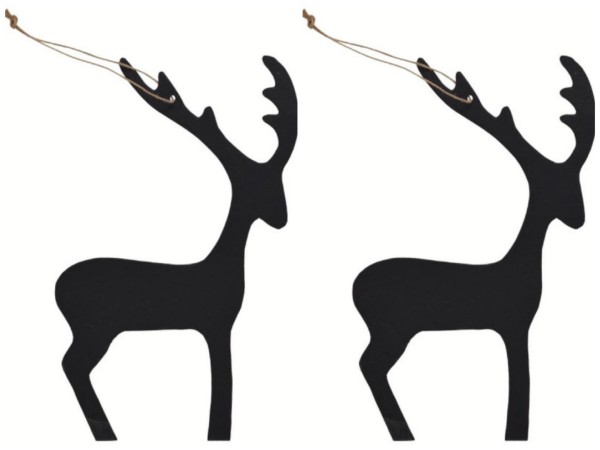Rentier Hirsch Hänger 2er Set Weihnachten Schwarz Baumschmuck 25 cm