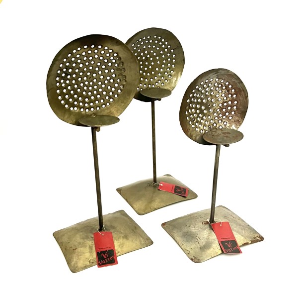 Teelichthalter 3er Set Goldfarben Industrial Stil 40 cm