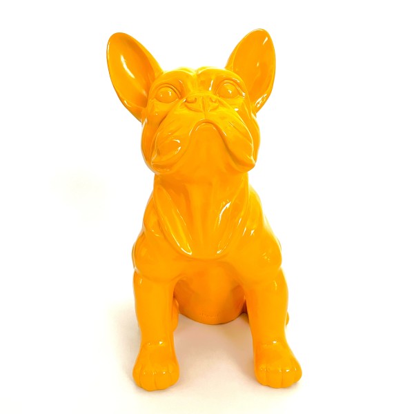 Französische Bulldogge Deko Figur Sitzend Gelb 37