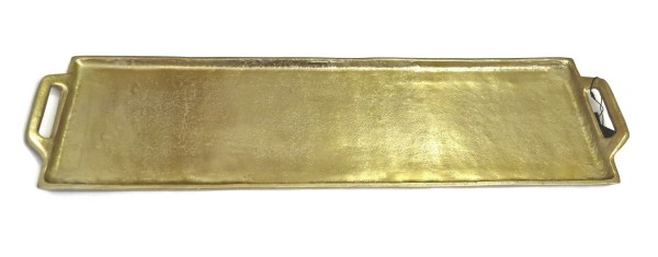 Platte Teller Schale Groß XL Gold Länglich Metall 88 cm Modern Colmore