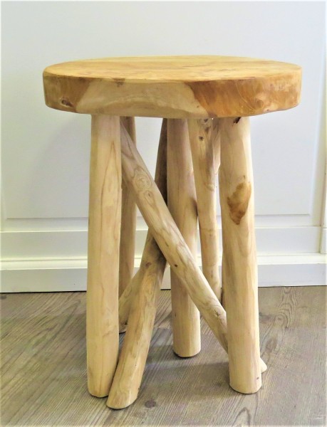 Hocker Holz Rund Teak 45 cm