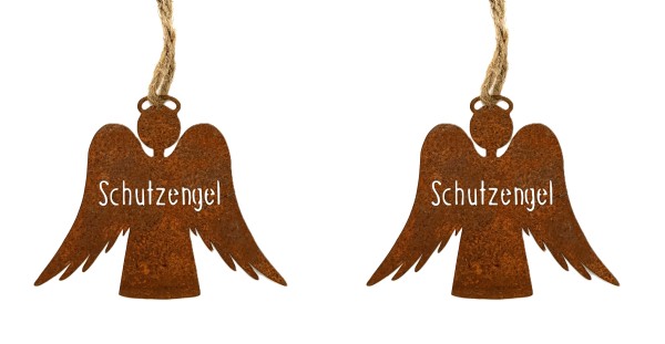 Schutzengel Hänger Rost 2er Set Metall 12 cm