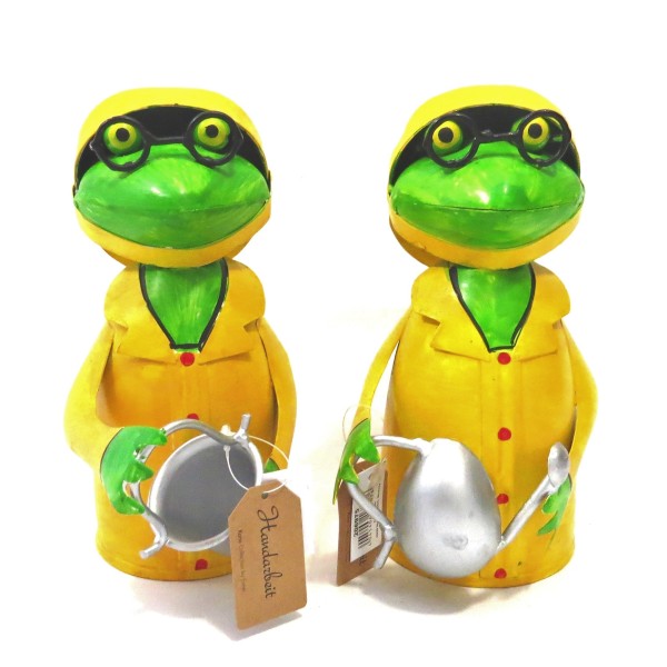 Garten Frosch Zaunhocker 2er Set mit Eimer und Gießkanne 21 cm