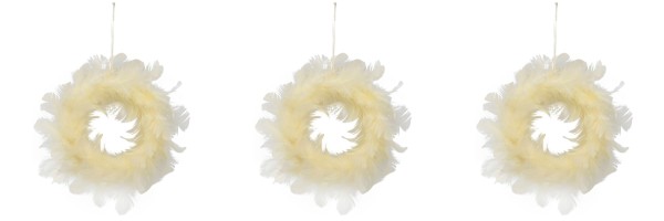 Federkranz Hänger Gelb Klein 3er Set 15 cm