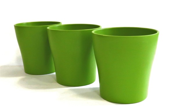 3er Set Übertopf Grün Keramik Modern 13,5 cm