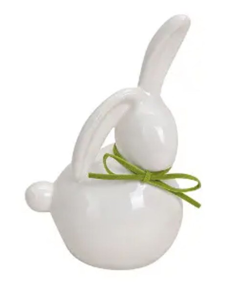 Deko Hase Weiß mit Schleife Ostern Porzellan Modern 25 cm