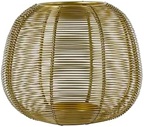 Teelichthalter Rund Goldfarben Gitter Optik 18 cm