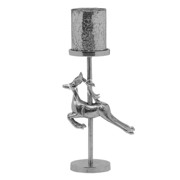 Windlicht Kerzenständer Hirsch Silber Modern 58 cm