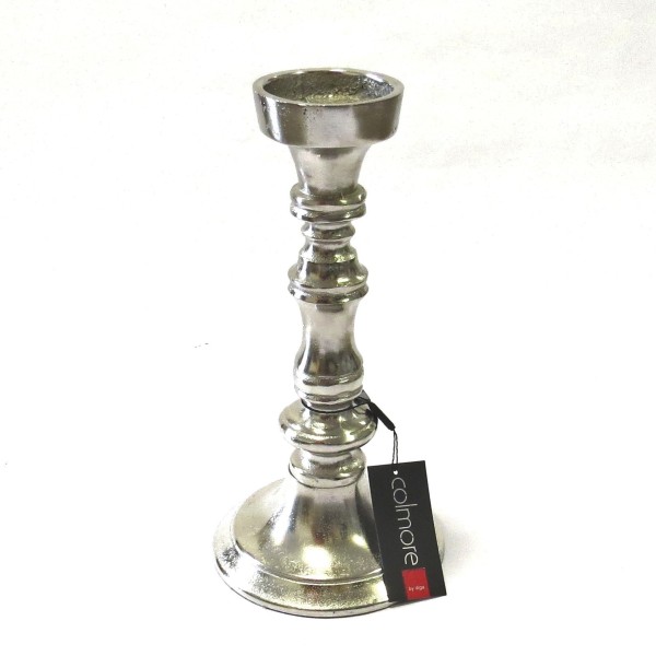 Kerzenständer Silber Metall Tisch Deko Klassisch Stumpenkerze Colmore 1armig Antik