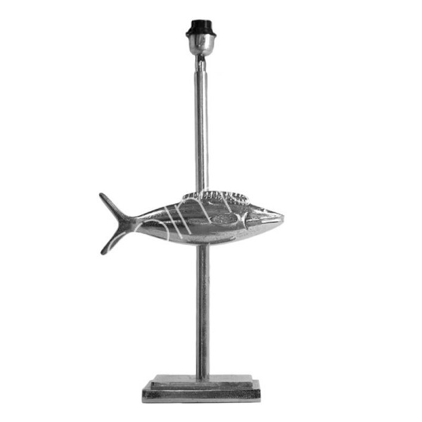 Lampe Lampenfuß Fisch Silber Metall Modern Colmore 70 cm