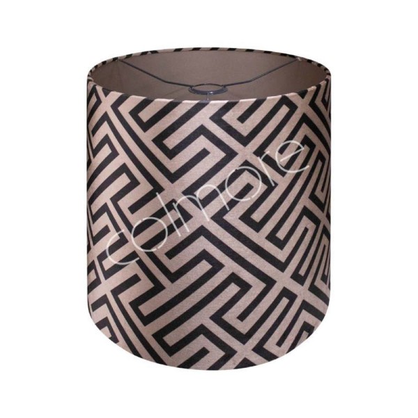 Lampenschirm Stehlampe Zylinder Sand Taupe Schwarz Geometrisch 25 cm Samt