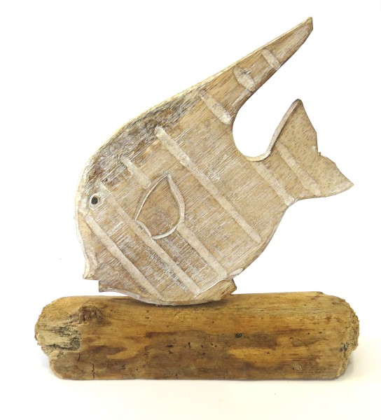 Fisch Deko Figur Holz Maritim Klein 23 cm