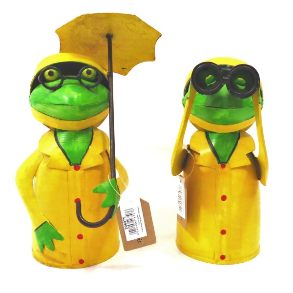 Garten Frosch Paar Fernglas Zaunhocker Deko 21 cm