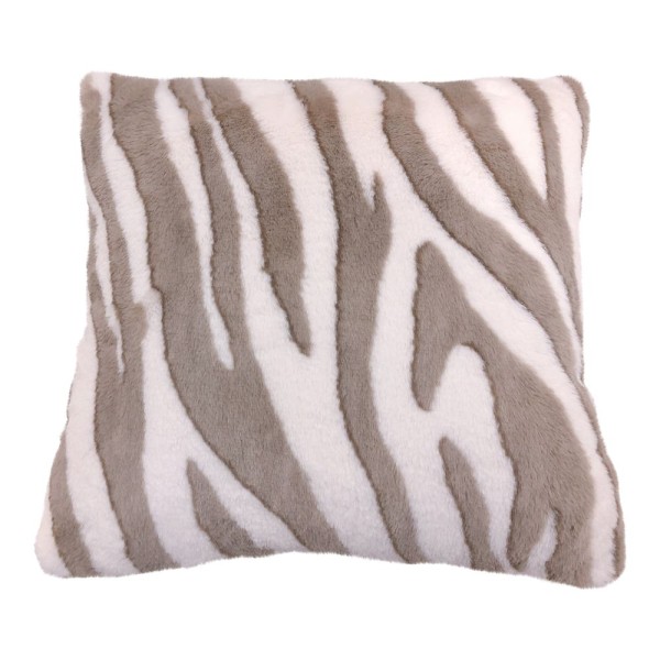 Kissen Fell Zebra Sofa Kuschel Samt Modern 45x45 cm Beige Braun Mars & More