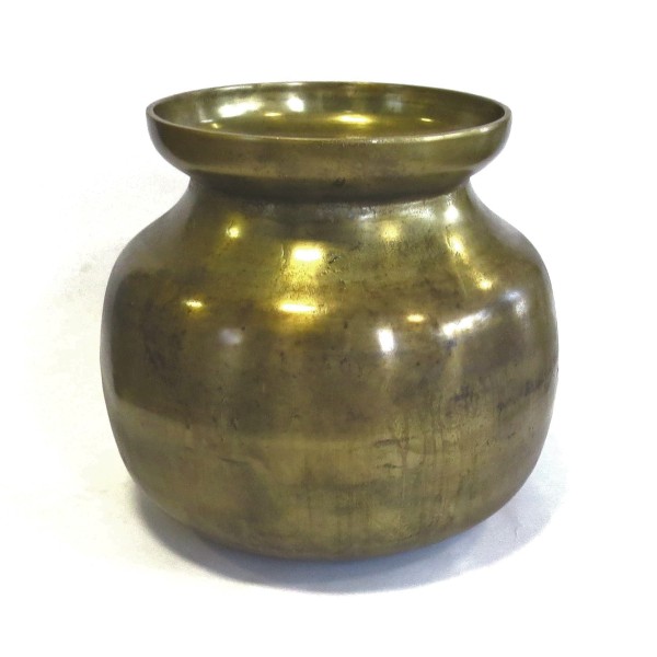 Vase Gold Antik Metall Rund Bodenvase Retro Zinn 38 cm