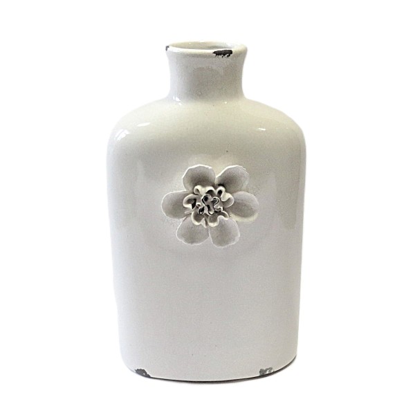 Vase Deko Tisch Naturweiß Ton Shabby Antik Stil Blumen 41 cm
