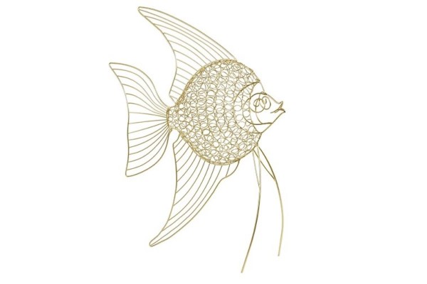 Deko Fisch Gold Metall XL Groß Modern 68 cm