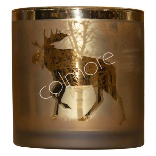Windlicht Gold Hirsch Glas Weihnachten 20 cm