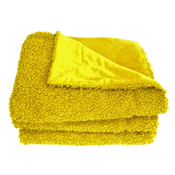 Decke Sofa Plaid Wende Kuscheldecke Gelb Ocker Plüsch Samt 200 cm