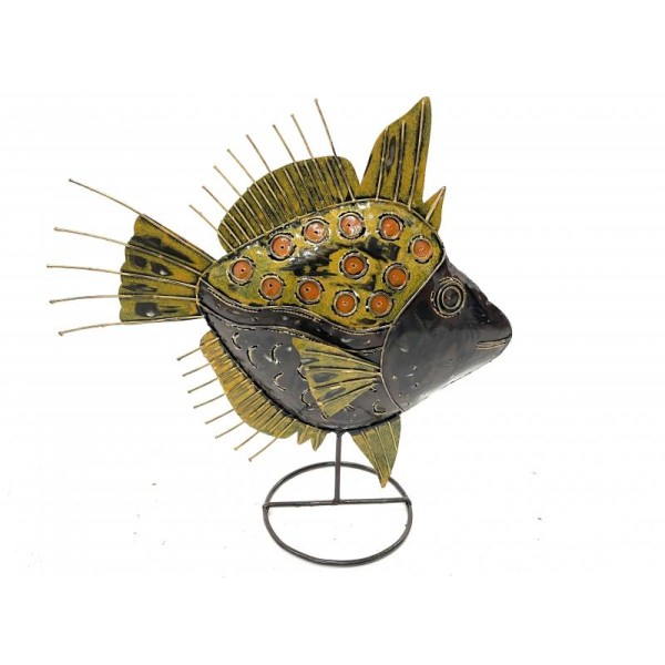 Teelichthalter Fisch Retro Vintage Metall Braun Standfigur 34 cm