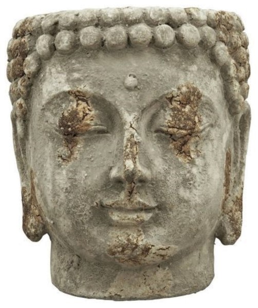 Übertopf Antik Grau Buddha Beton 20 cm