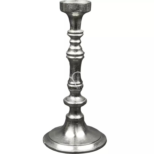 Kerzenständer Silber Rund Antik Stil Metall 35 cm
