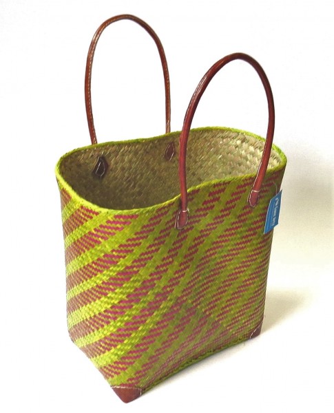Korb Einkauf Schilf Bunt Hippie Fair Trade Handarbeit aus Afrika