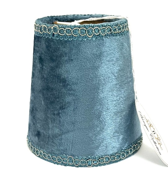 Klemmlampenschirm Klein Petrol Blau Samt 12 x 12 cm