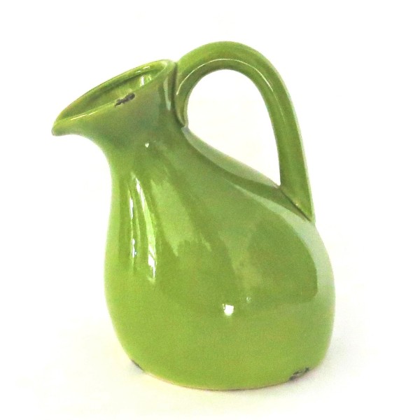 Krug Vase Grün Antik Garten Deko Keramik Asymmetrisch 17 cm