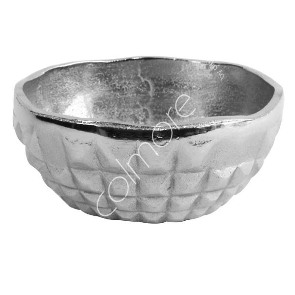 Schale Silber Klein Tisch Deko Metall Retro Rund 14x14x6 cm