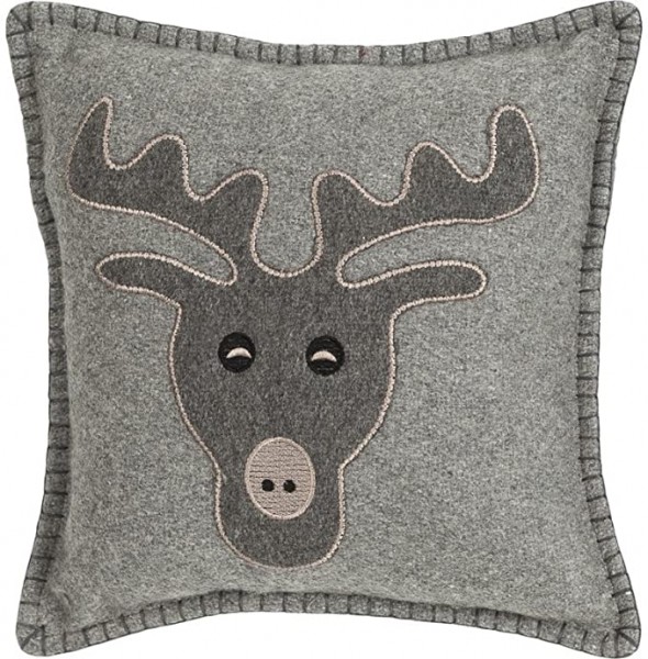 Kissen Dekokissen Weihnachten Rentier 30 x 30 cm Wolle grau Linen & More