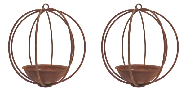 Teelichthalter Hänger Kugel Deko 2er Set Rost Fenster Deko 15 cm