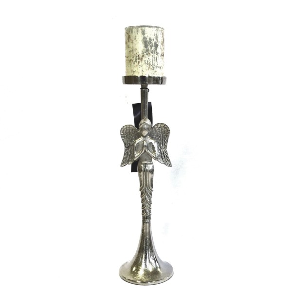 Kerzenständer Teelichthalter Engel Silber Metall Glas Tisch Weihnachten Colmore