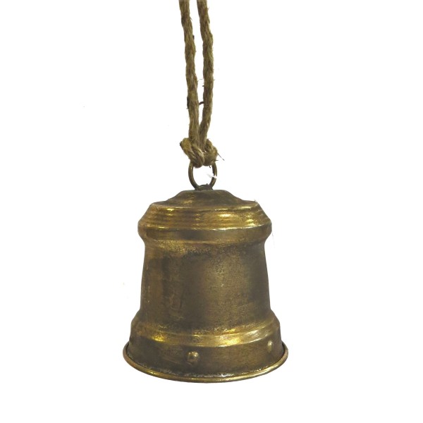 Glocke Deko Eingang Hänger Gold Metall Antik Weihnachten 14 cm