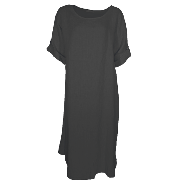 Kleid Leinen Schwarz XXL Damen Sommer
