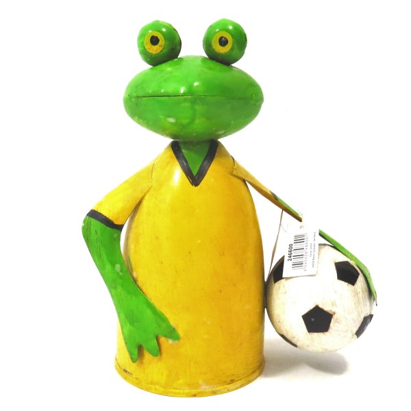Deko Gartenfrosch Zaunhocker mit Fußball Nummer 3