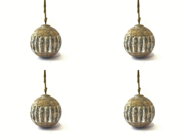 Holz Kugel Christbaumschmuck Weihnachten 10 cm Gold 4er Set