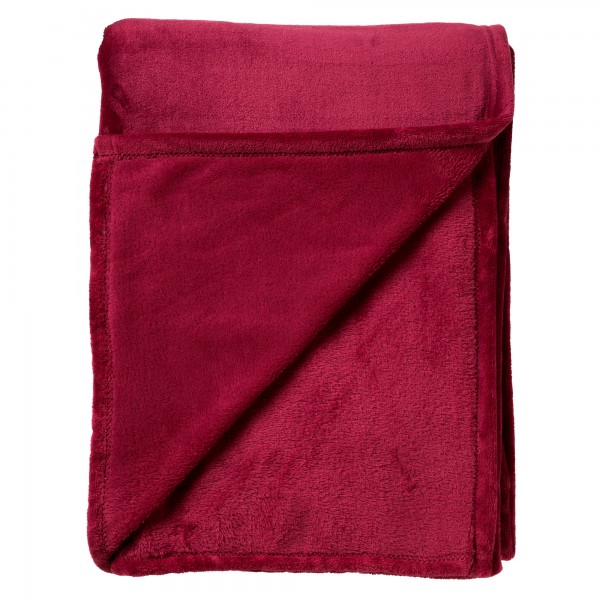 Decke Plaid Tages Sofa Wohn Kuschel Bordeaux Merlot Rot XL Samt 200 x 220