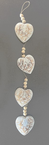 Holz Hänger Girlande Maritim Weiß Herzen Hänger 60 cm