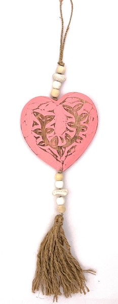 Herz Deko Hänger Pink Herz Holz Sommerlich 55 cm