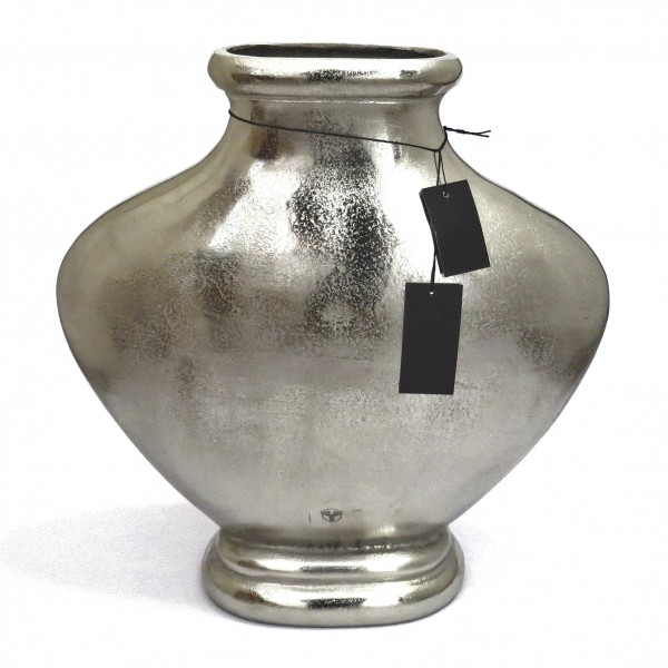Bodenvase Deko Vase XL Silber Antik Stil Schmal Metall Colmore Pinelake