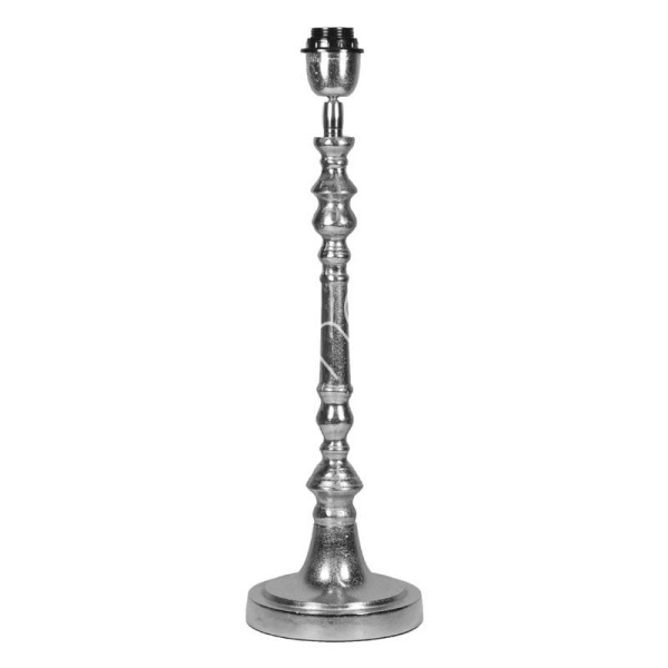 Lampe Tisch Lampenfuß Metall Silber Klassisch Rund Colmore Mittelgroß 53 cm
