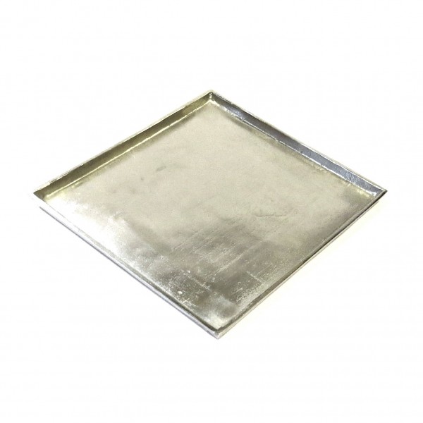 Schale Teller Kerzentablett Silber Metall Modern Quadrat 26 cm