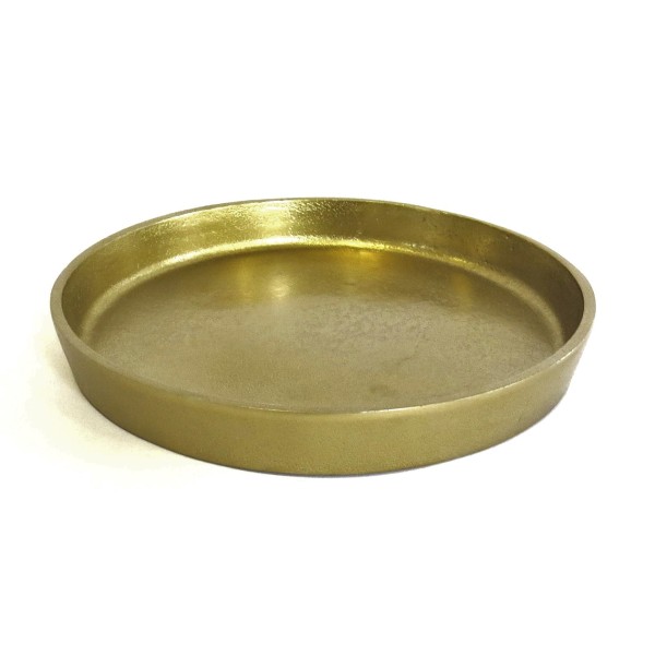 Schale Teller Platte Gold Rund Tisch Deko Modern Metall 22x22x3 cm Untersetzer