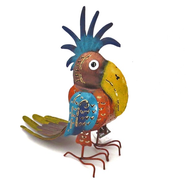 Teelichthalter Kakadu Vogel Figur Bunt Metall Handarbeit Retro 33 cm