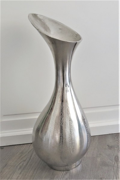 Bodenvase Silber Metall Vintage Retro Stil 60 cm