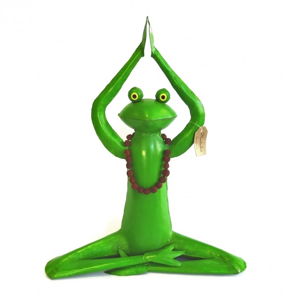 Deko Frosch Garten Yoga Metall Grün Sitzend Exner GmbH Lustig 42 cm Handarbeit