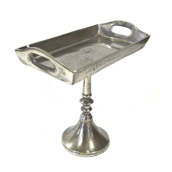 Schale Tablett auf Ständer Silber Metall 24 cm